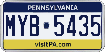 PA license plate MYB5435
