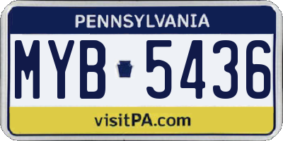 PA license plate MYB5436