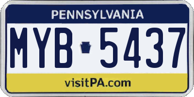 PA license plate MYB5437