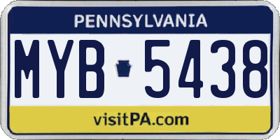 PA license plate MYB5438