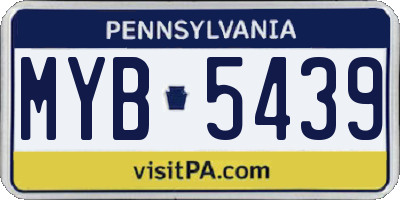 PA license plate MYB5439