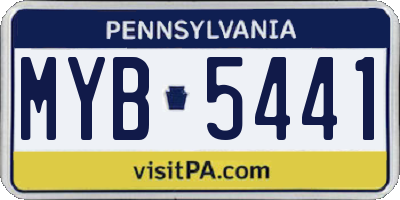 PA license plate MYB5441
