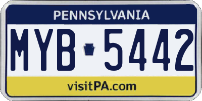 PA license plate MYB5442