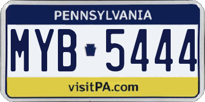 PA license plate MYB5444