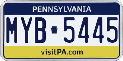 PA license plate MYB5445