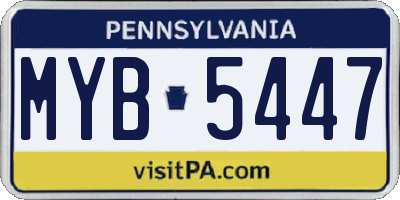 PA license plate MYB5447