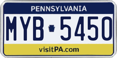 PA license plate MYB5450