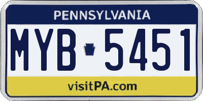 PA license plate MYB5451