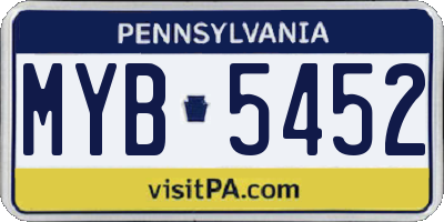 PA license plate MYB5452