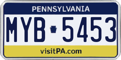 PA license plate MYB5453