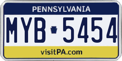PA license plate MYB5454