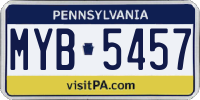PA license plate MYB5457