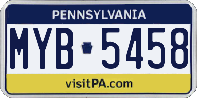 PA license plate MYB5458
