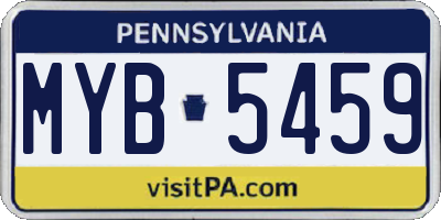 PA license plate MYB5459