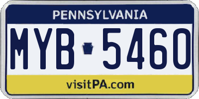 PA license plate MYB5460