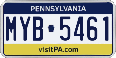 PA license plate MYB5461