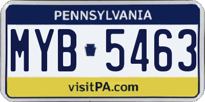 PA license plate MYB5463