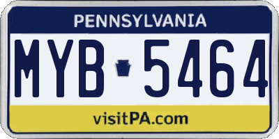 PA license plate MYB5464