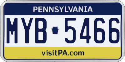 PA license plate MYB5466