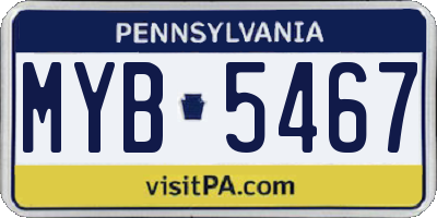 PA license plate MYB5467