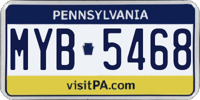 PA license plate MYB5468