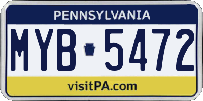 PA license plate MYB5472