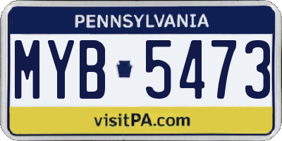 PA license plate MYB5473