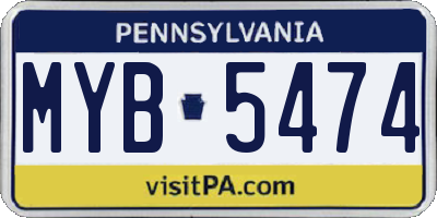 PA license plate MYB5474