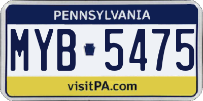 PA license plate MYB5475