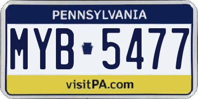 PA license plate MYB5477