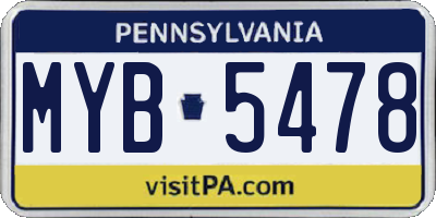 PA license plate MYB5478