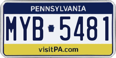 PA license plate MYB5481