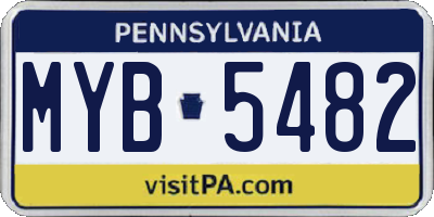 PA license plate MYB5482