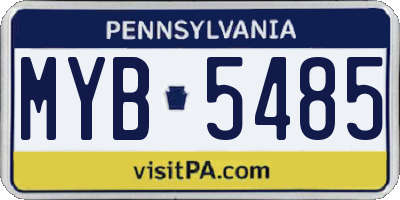 PA license plate MYB5485