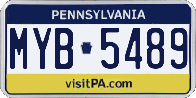 PA license plate MYB5489