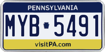 PA license plate MYB5491