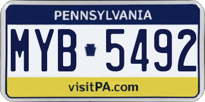PA license plate MYB5492