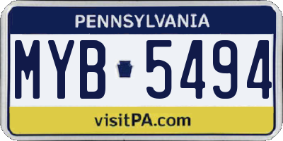 PA license plate MYB5494