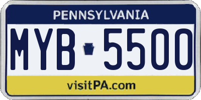 PA license plate MYB5500