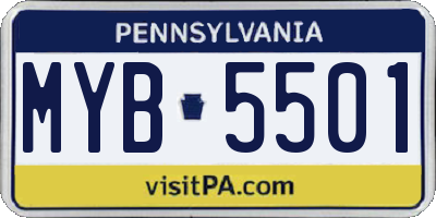 PA license plate MYB5501