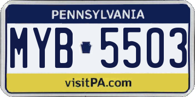 PA license plate MYB5503
