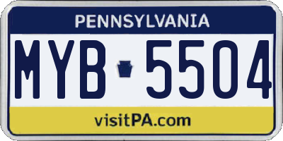 PA license plate MYB5504