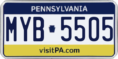 PA license plate MYB5505