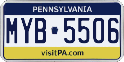 PA license plate MYB5506