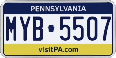 PA license plate MYB5507