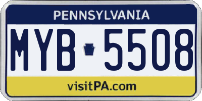PA license plate MYB5508
