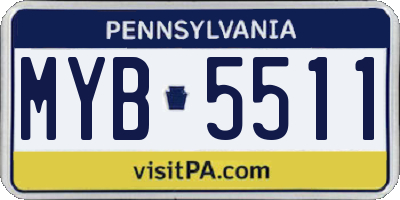 PA license plate MYB5511