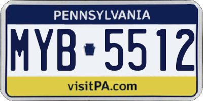 PA license plate MYB5512