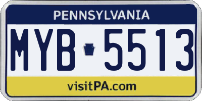 PA license plate MYB5513