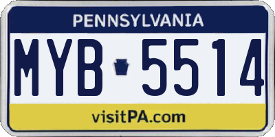 PA license plate MYB5514